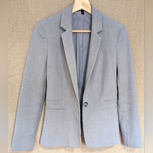 EXPRESS EDITOR ONE BUTTON BLAZER, LIGHT GRAY, SIZE 2